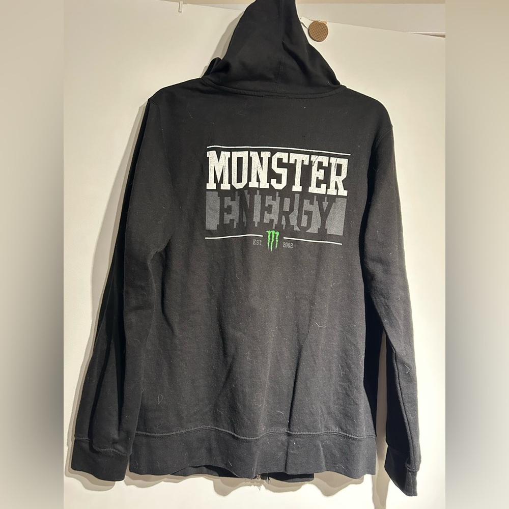 Black Monster Energy Zip-Up Hoodie - Picture 3 of 5